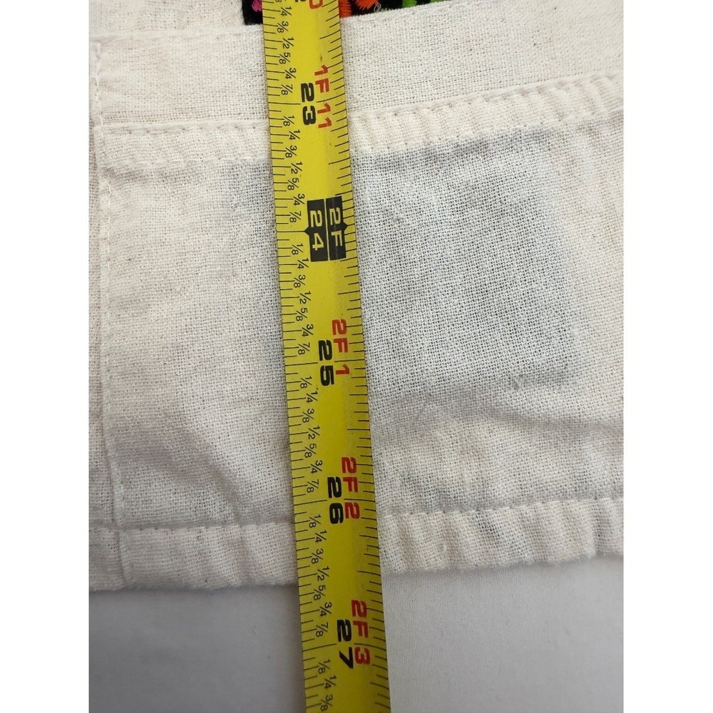 Mens Cream Embroidered Floral Mexican Guayabera Shirt Snap Button Size L /G - Picture 11 of 14